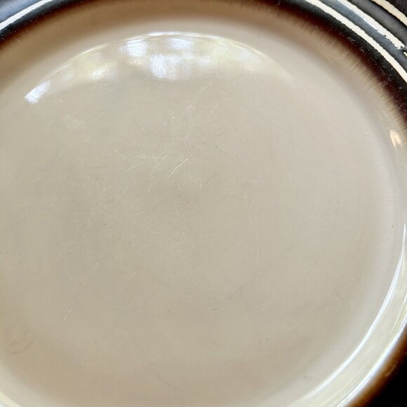 Set of 2 Crate & Barrel Scavo Swirl Salad Plate Dessert Brown Discontinued - Picture 5 of 6